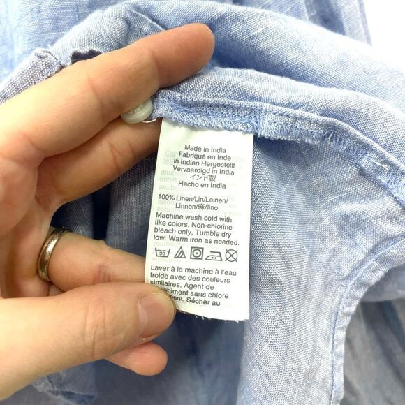 J. Crew Slim perfect shirt in Baird McNutt Irish linen Size 20 blue - Picture 5 of 5